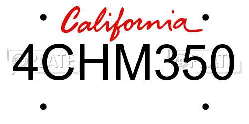 4CHM350 California License Plate