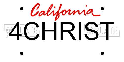 4CHRIST California License Plate