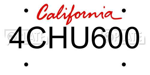 4CHU600 California License Plate