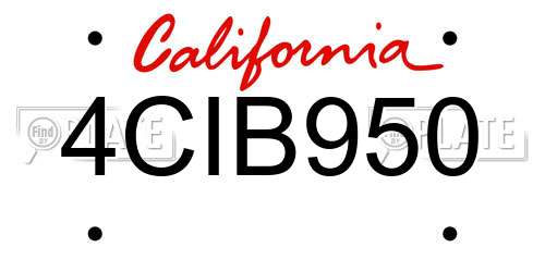 4CIB950 California License Plate