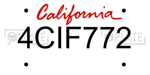 4CIF772 California License Plate