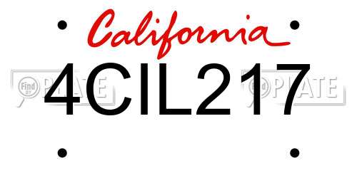 4CIL217 California License Plate
