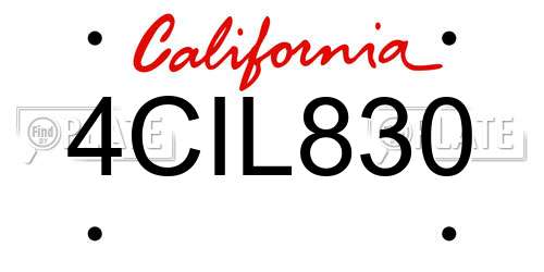 4CIL830 California License Plate