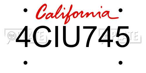 4CIU745 California License Plate
