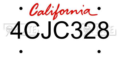 4CJC328 California License Plate