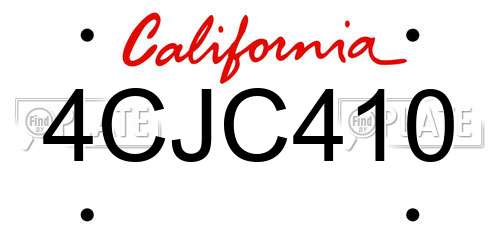 4CJC410 California License Plate
