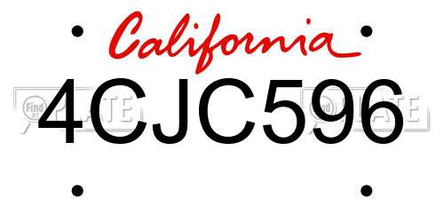 4CJC596 California License Plate