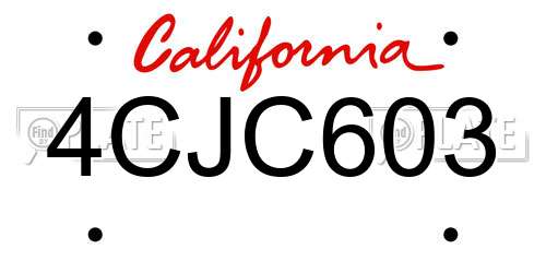 4CJC603 California License Plate