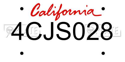 4CJS028 California License Plate