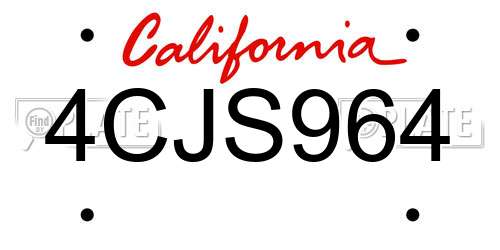 4CJS964 California License Plate