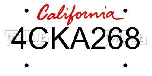 4CKA268 California License Plate