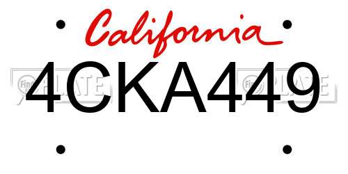 4CKA449 California License Plate