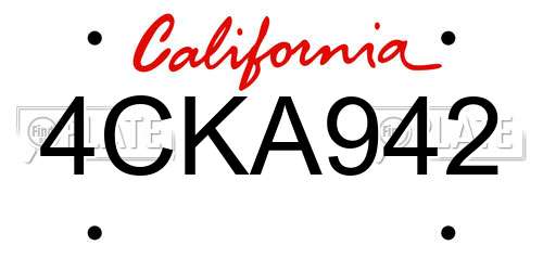 4CKA942 California License Plate