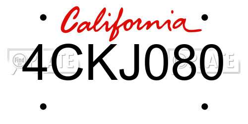 4CKJ080 California License Plate