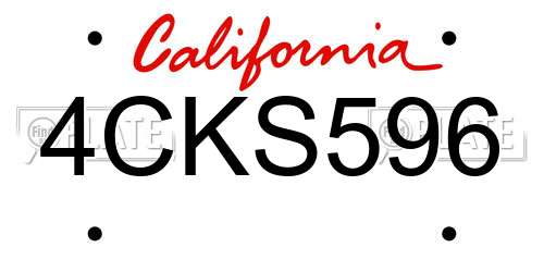 4CKS596 California License Plate