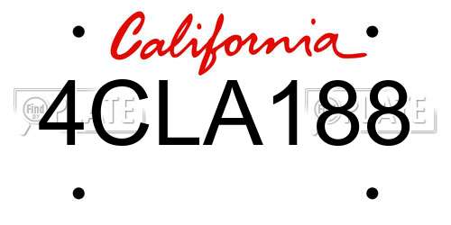 4CLA188 California License Plate