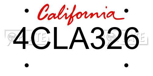 4CLA326 California License Plate