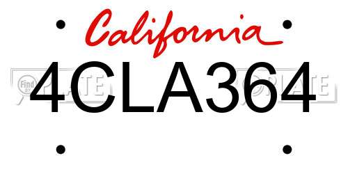 4CLA364 California License Plate