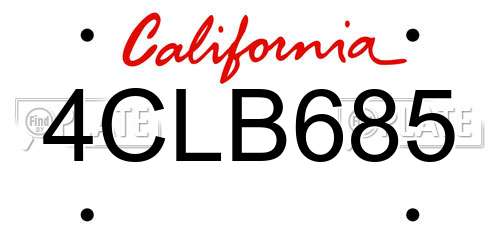 4CLB685 California License Plate