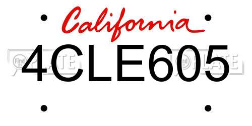 4CLE605 California License Plate