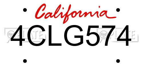 4CLG574 California License Plate