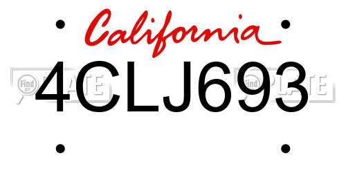 4CLJ693 California License Plate
