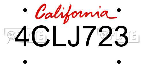 4CLJ723 California License Plate