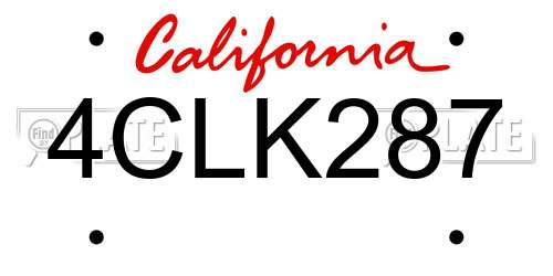 4CLK287 California License Plate