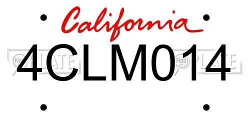 4CLM014 California License Plate