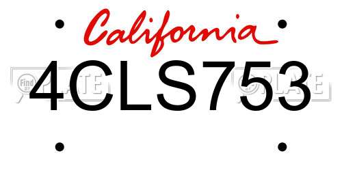 4CLS753 California License Plate