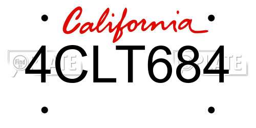 4CLT684 California License Plate