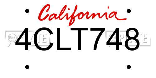 4CLT748 California License Plate