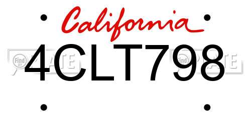 4CLT798 California License Plate