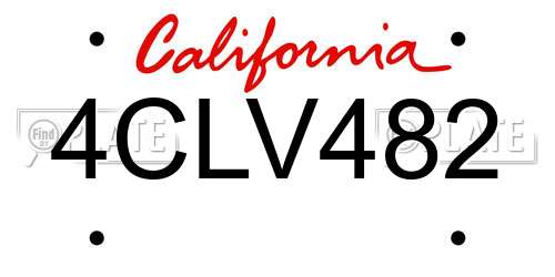 4CLV482 California License Plate