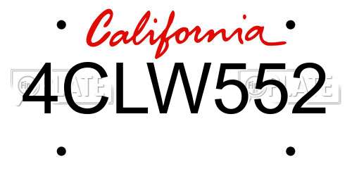 4CLW552 California License Plate