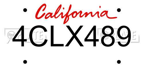 4CLX489 California License Plate