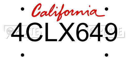 4CLX649 California License Plate
