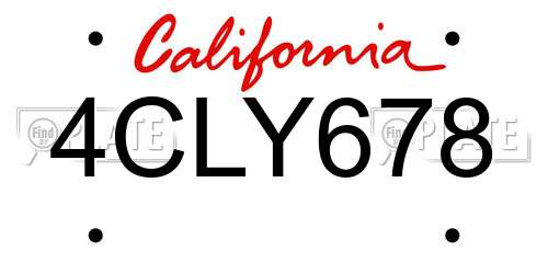 4CLY678 California License Plate