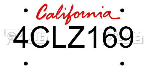 4CLZ169 California License Plate