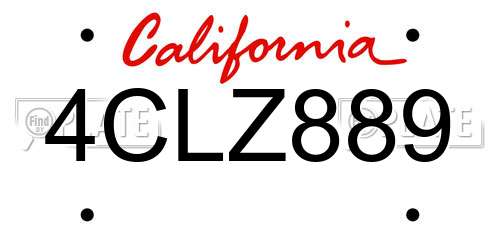 4CLZ889 California License Plate