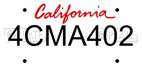 4CMA402 California License Plate