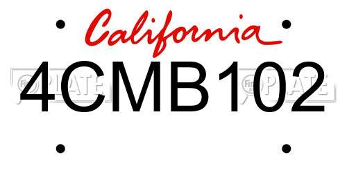 4CMB102 California License Plate