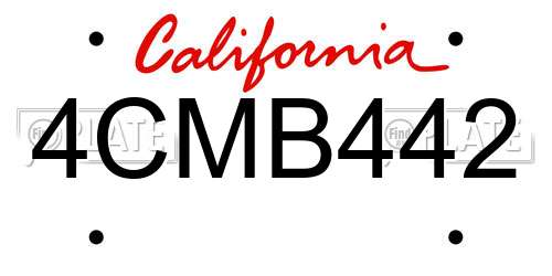4CMB442 California License Plate