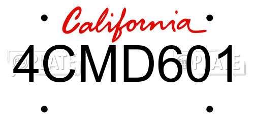 4CMD601 California License Plate