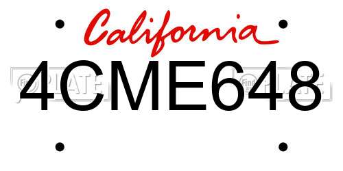 4CME648 California License Plate