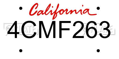 4CMF263 California License Plate