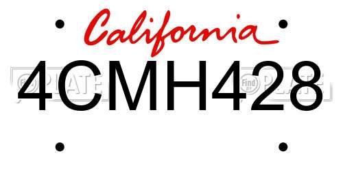 4CMH428 California License Plate