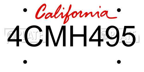 4CMH495 California License Plate
