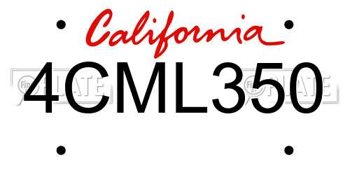 4CML350 California License Plate