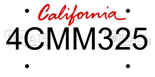 4CMM325 California License Plate